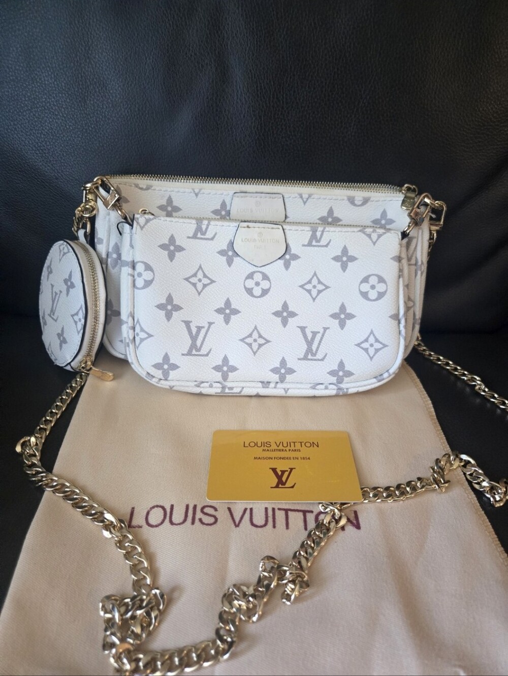 Unbranded White Monogram Multi-Pouch Trio Crossbody Bag